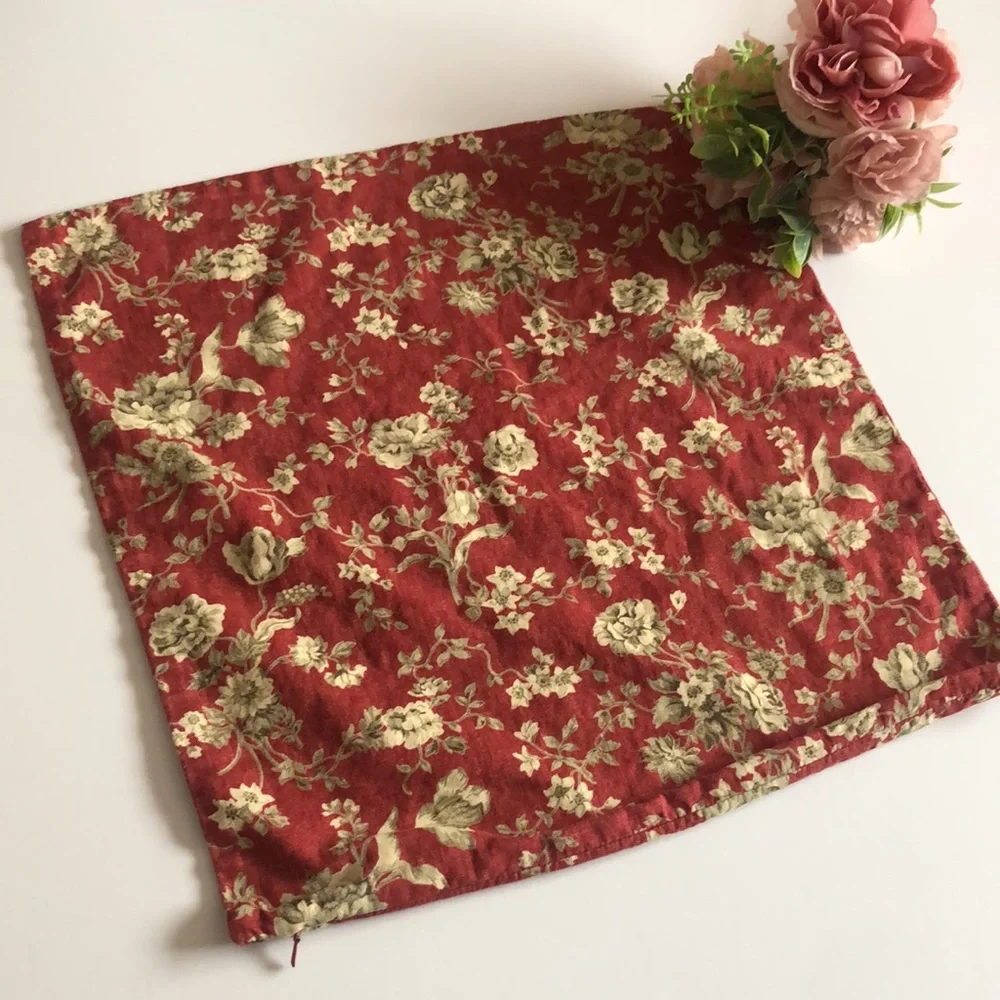 Pottery Barn Red Tan Floral Pillow Cover Square Pottery Barn Red Tan Paisley Y2K